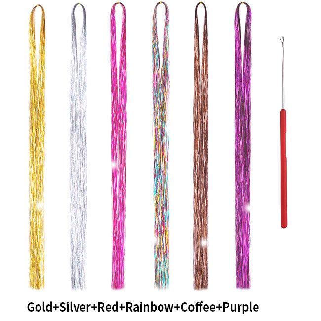 Цветные лазерные накладные пряди для волос