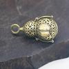 Rattan Gourd & Brass Bell Keychain Pendant - Retro Copper Design