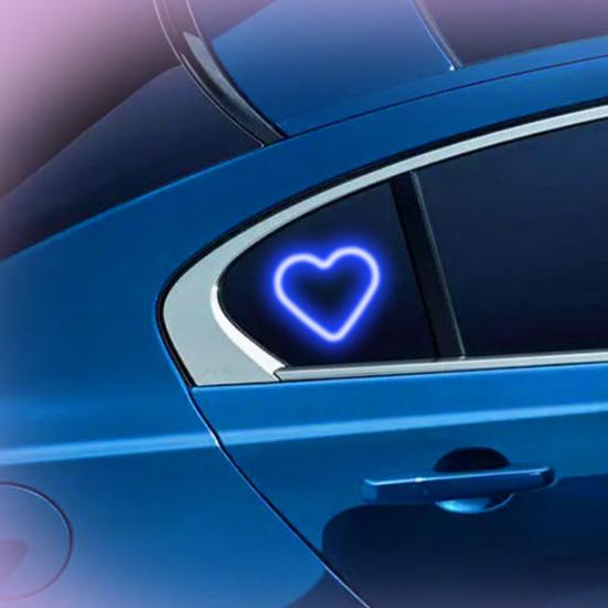 Yousheng Светодиодная неоновая лампа в форме сердца на солнечной батарее для окна автомобиля, беспроводная автоматическая атмосферная лампа, 5 режимов, украшение салона автомобиля с присосками