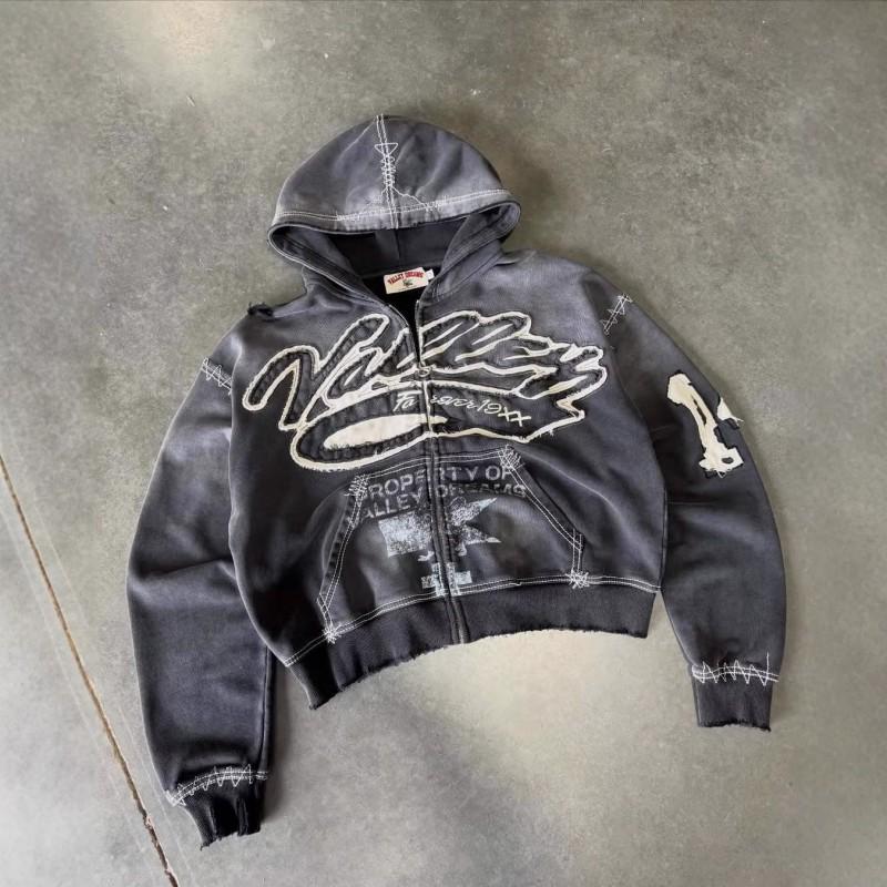 Gothic Y2K Streetwear Hooded Zip-Up Sweatshirt Women Oversized Fit Printed Design Casual Wear