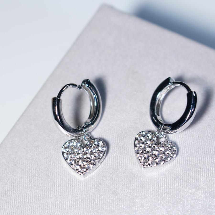 Gold Platinum Plated Heart Zircon Earrings Fashion Jewelry Heart CZ Earrings for Women