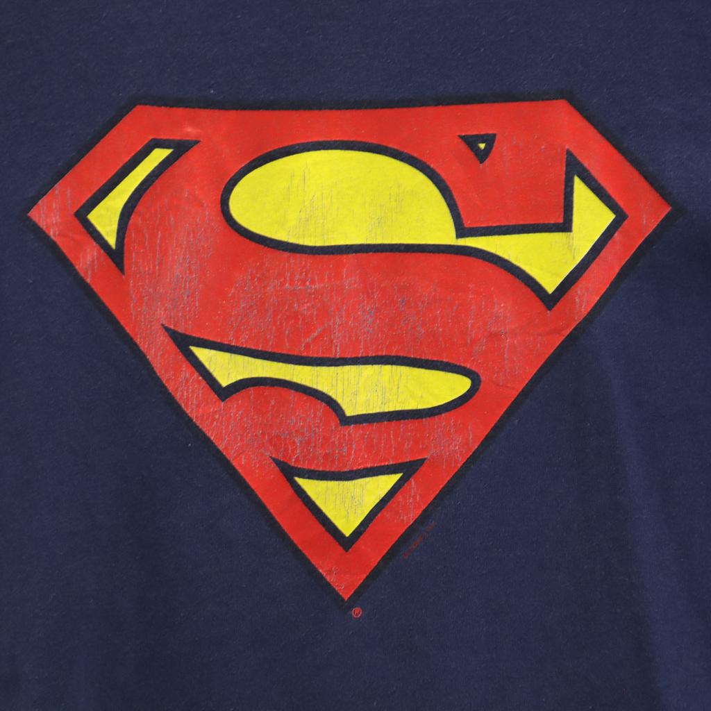 HANES Футболка с коротким рукавом с логотипом Супермена 90-х годов, сделано в США, L, одинарный шов, мужская, б/у