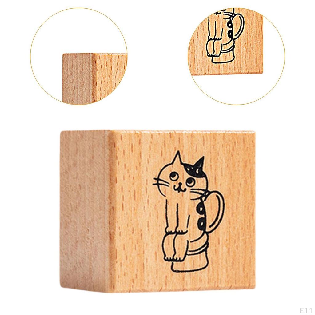 Кошка штамп милый зверек 1.2 дюйма для детей деревянный резиновый штамп почтовая рассылка скрапбукинг письмо