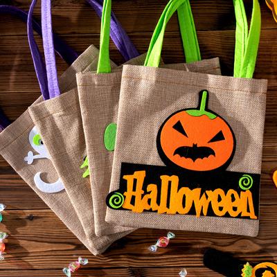 Хэллоуин Тыква Узор Сумка-тоут Многоразовая Ручная Сумка для Конфет Trick or Treat Нетканые Сумки для Украшений для Вечеринки на Хэллоуин