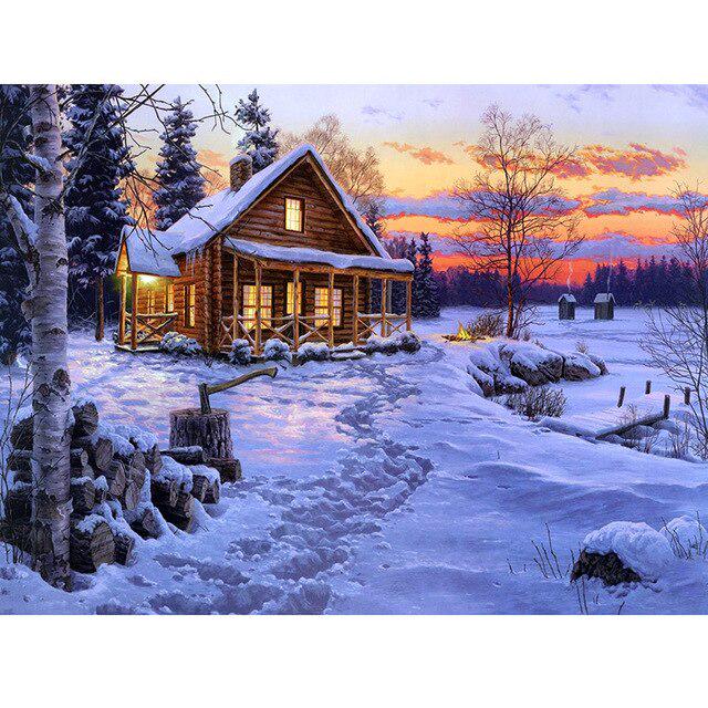 Landscape DIY 5D Diamond Painting Winter Snow Mosaic Rhinestone Full Round Drill Diamond Embroidery Cross Stitch Home Decor