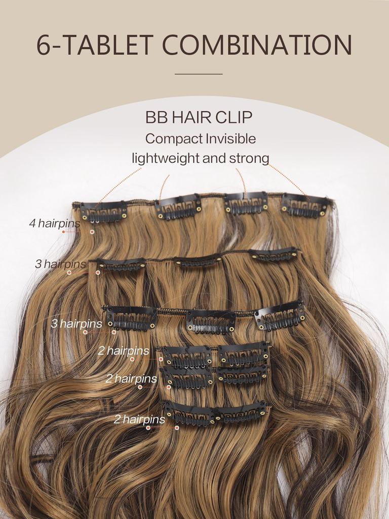 20 Inch Long Roll Hair Extensions with 6 Pieces Per Set of 16 Card Synthetic Hair Extensions