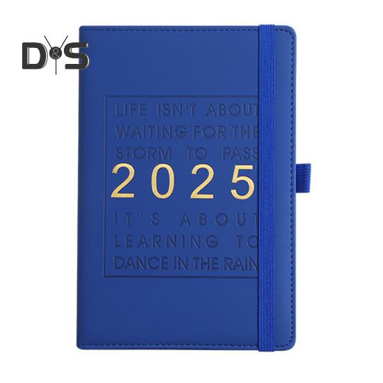 Планировщик 2025 года Еженедельный ежемесячный твердый переплет из искусственной кожи Вдохновляющие цитаты Ежемесячный обзор Ежедневные блоки Эластичная застежка Планировщик A5