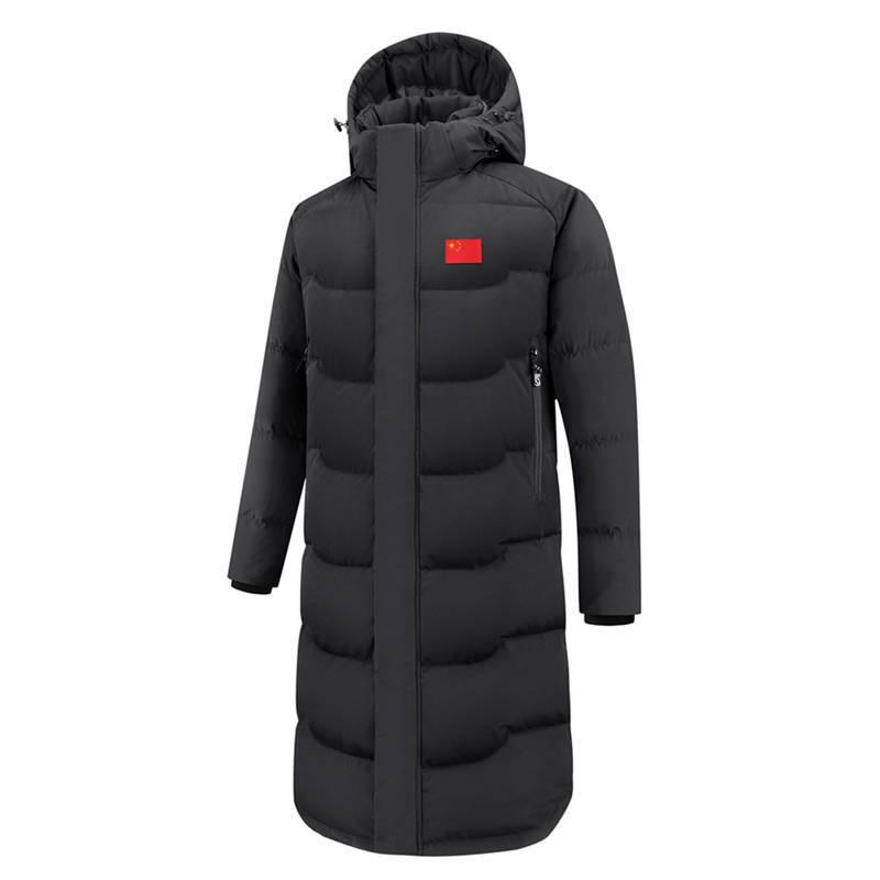 Китайская командная зимняя пуховая куртка - Унисекс спортивное длинное пальто для экзамена по искусству и тренировок