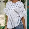 Women's Fashion Casual Summer Spring Polka Dot Print Short Sleeve O-Neck Blouses & Shirts
