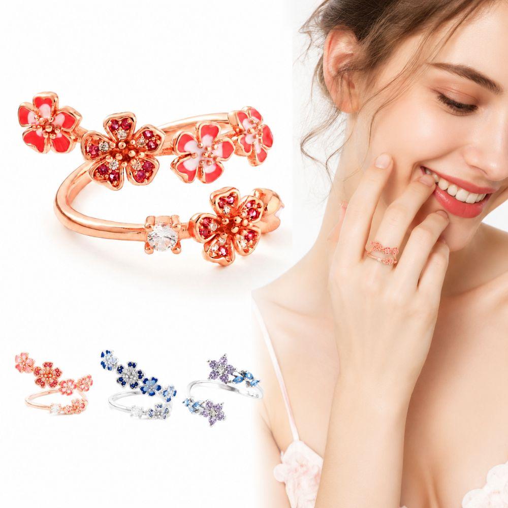 Adjustable Open Flower-shaped Ring Five-pointed Star Decorative Ring Anniversary Gift