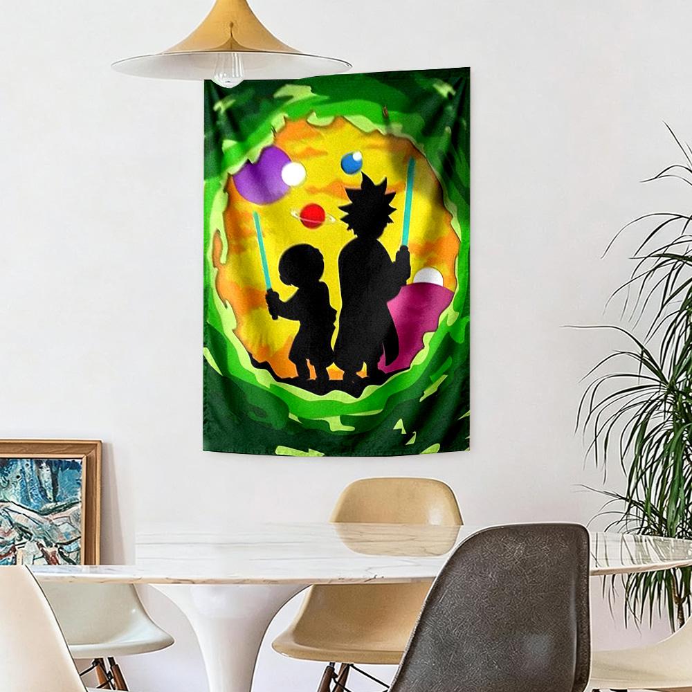 Rick Morty Wall Decor Tapestry Art For Pet Memorial Birthdaywedding Party Backdrop Family Gift