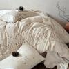 Advanced retro floral lazy style cotton linen embroidery four piece set - one acre flower field