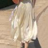 Elegant Solid Midi Pleated Skirt Women Korean High Waist Spring Summer Ladies Satin Maxi Skirt Female Faldas Saia  B-032