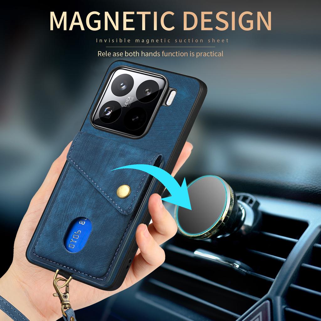 Для Xiaomi 15 Чехол Кожа+ТПУ Задняя крышка со слотом для карты Подставка