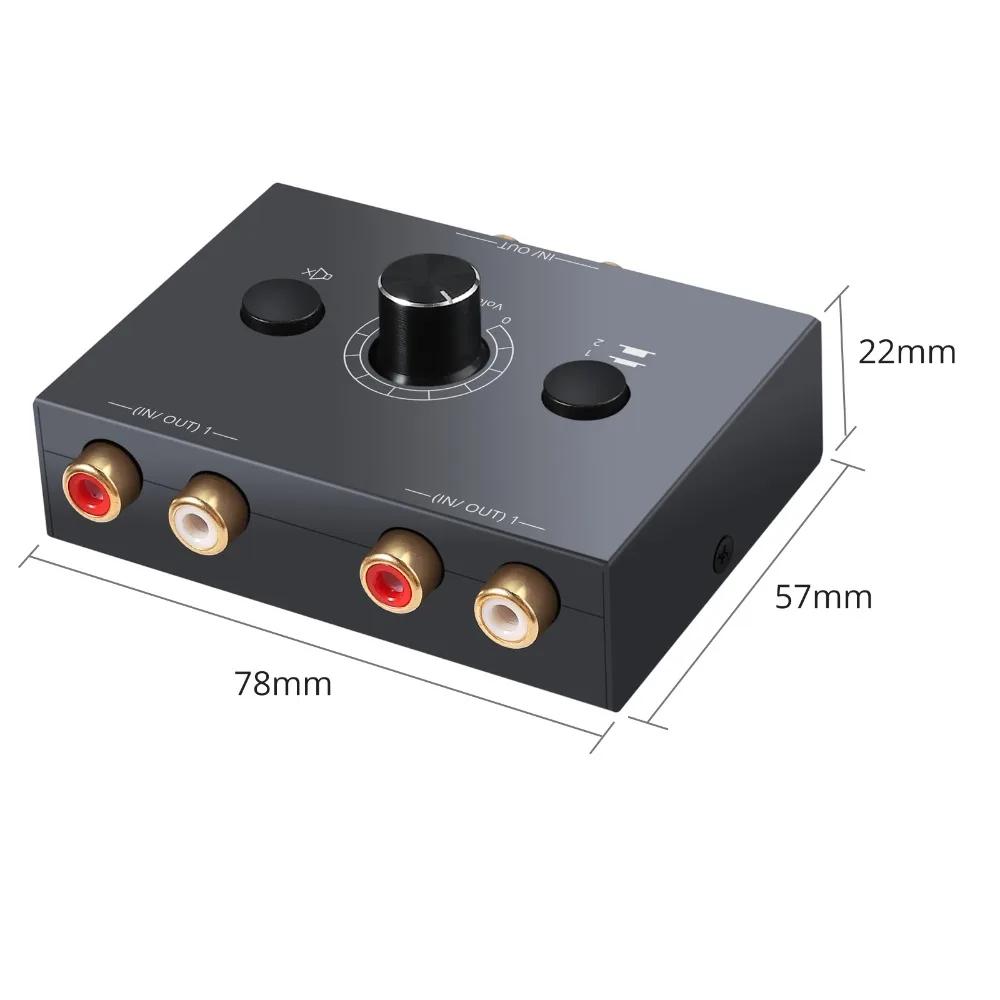 Двунаправленный переключатель аудио 2 x 1 / 1 x 2 RCA Стерео аудио переключатель-разветвитель с кнопкой Mute L / R Стерео аудио переключатель