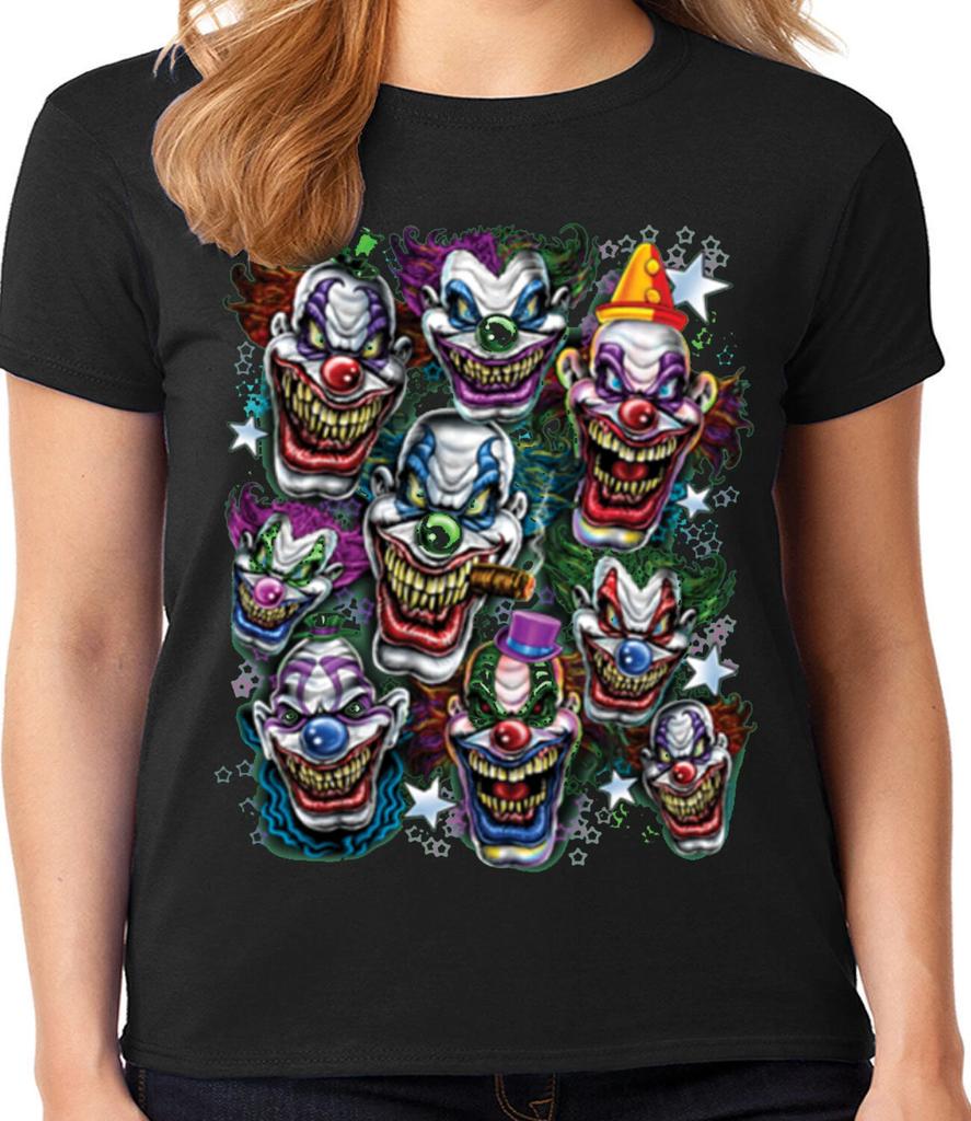 Halloween T-shirt Women Ladies Clown T-shirt Costume Funny Tee Shirt