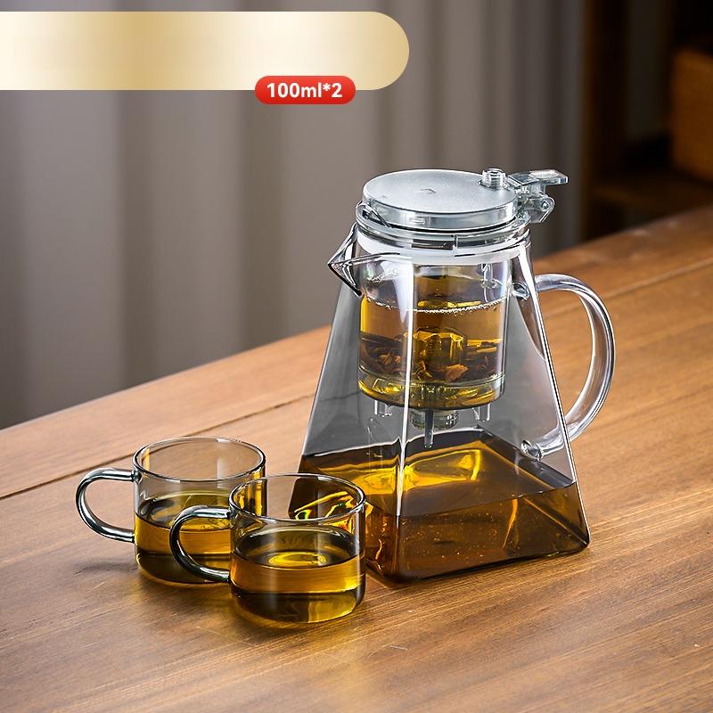 Glass Tea Pot Chinese High Temperature Tea Separation Brew Teapot High Borosilicate Pure Color Simple Teapot Tea Cup