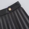 Женская черная плиссированная юбка А-силуэта из искусственной кожи - европейский и американский стиль осень/зима 2024