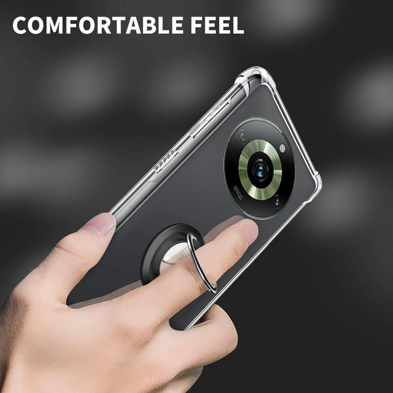 Мягкий прозрачный чехол с подставкой для кольца для Realme 11 10 pro plus 5G 4G, задняя крышка для телефона Realme 11pro, держатель кронштейна, прозрачные защитные чехлы для подушки безопасности