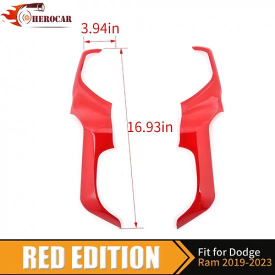 2pcs Red Console Navigation Screen Side Panel Trim For Ram 1500 -23 Interior