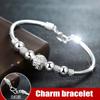 925 Sterling Silver Lucky Beads Charm Cuff Bracelets&Bangle for Women Elegant Adjustable Chain Wedding Jewelry Sl096