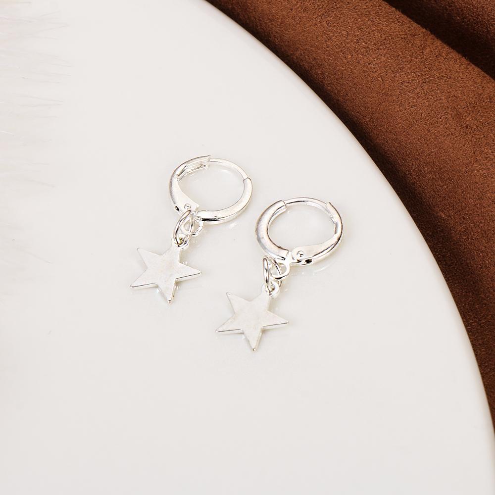 Tiny Moon Crescen Gold Silver Color Ear-cuffs Small Star Charms Huggie Hoop Earring Ear Piercing