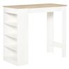 Bar Table, Dining Table with 4-Tier Storage Shelf for Breakfast Bar, Kitchen, Dining Room, Living Room, Natural