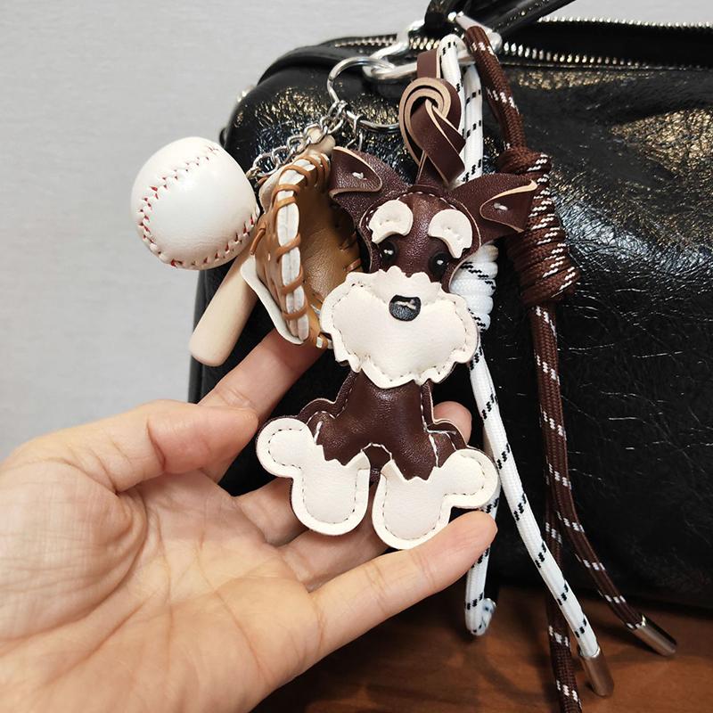 Bag Charm Cute Dog Bag Hanging Schnauzer Handmade Braided Rope Niche Bag Pendant Gift Car Key Mobile Phone Decorative Accessories