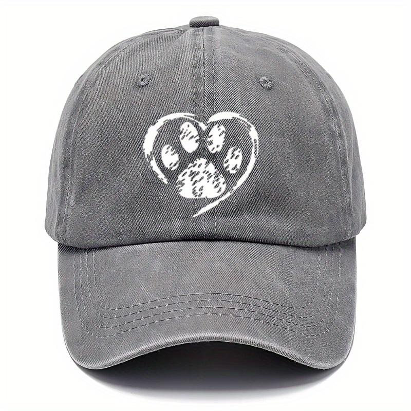 pc VintageInspired Cat Paw Heart Print Baseball Cap Lightweight NonStretch Fabric Adjustable Dad Hat for Daily Outings Sp