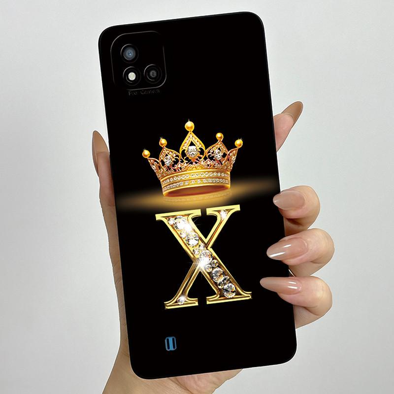 Для Realme C11 2021 RMX3231 C20 Чехол Корона Буква Жидкий Силикон Мягкие Чехлы для Телефона Для RealmeC20 C20A Полная Защита Задняя Крышка