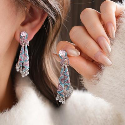 Серьги с серебряным штифтом, узлом и овальным подвесным элементом - Роскошные и высокого класса, в ретро-стиле.