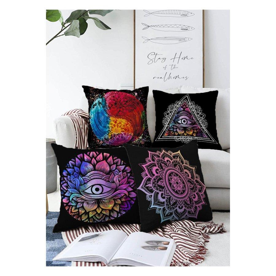 Набор из 4 двухсторонних чехлов для подушек с цифровой печатью