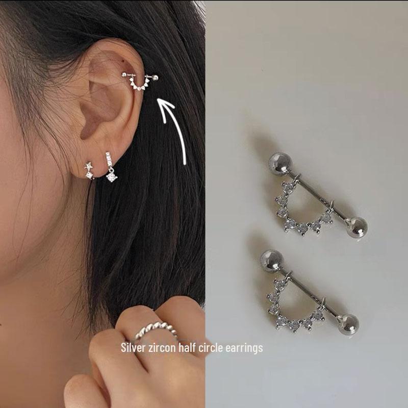 Exquisite Small 925 Silver Diamond Earrings for Women - Korean Style