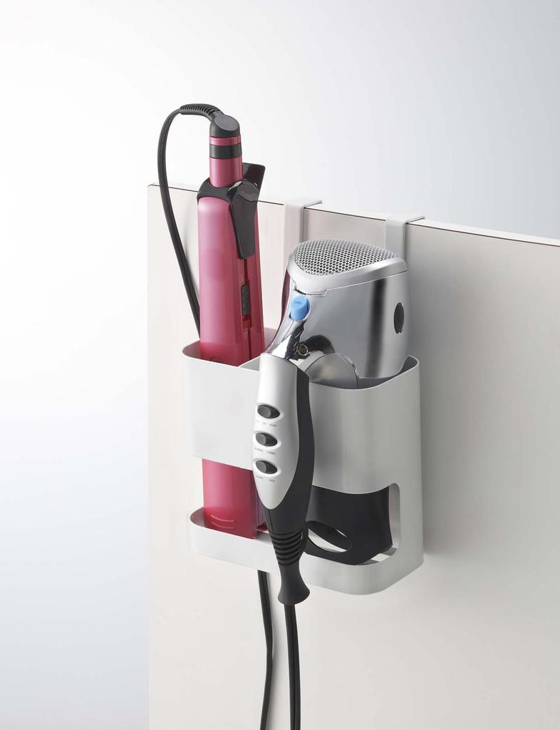 Держатель для фена и утюжка для волос Yamazaki, Белый, Прибл.. Ш16 x Г8,5 x В14см, Держатель для фена Beautes, Хранение утюжка для волос, 7593