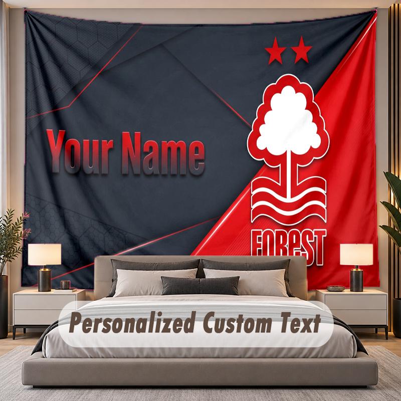 Custom Name Text Tapestry Nottingham Forest Personalized Polyester Wall Tapestry For Bedroom And Room