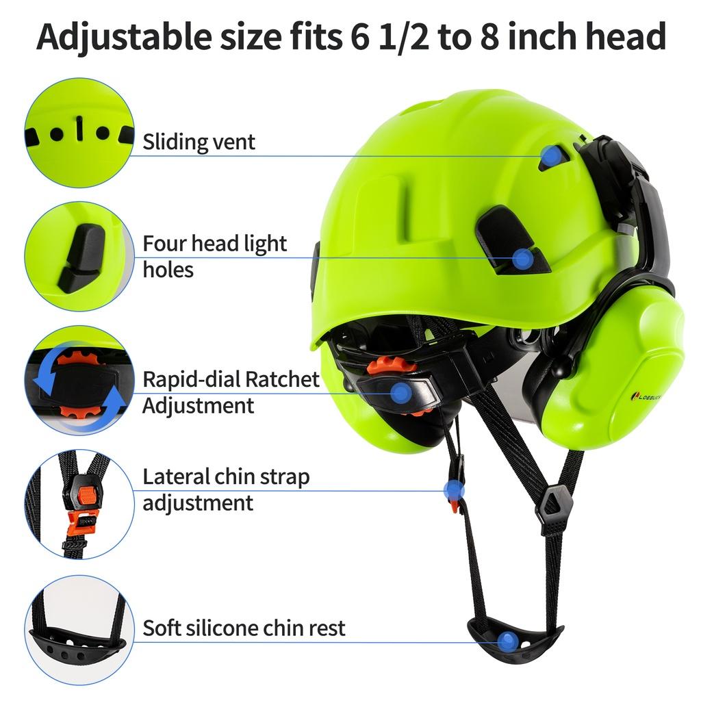 LOEBUCK Защитный шлем для строительных работ в американском стиле с очками и шумопонижающими промышленными защитными звукоизоляционными наушниками Каска
