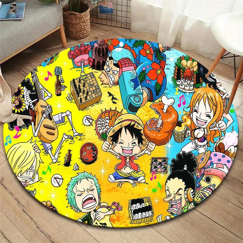 Ковер круглый коврик для пола из аниме One Piece для гостиной, спальни, дивана, игровой комнаты, нескользящий коврик