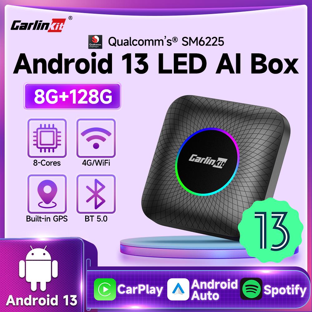 Android 13 CarlinKit CarPlay AI Box Qualcomm SM6225 Беспроводной CarPlay Android Auto Smart TV Box Для Netflix YouTube Обновление FOTA