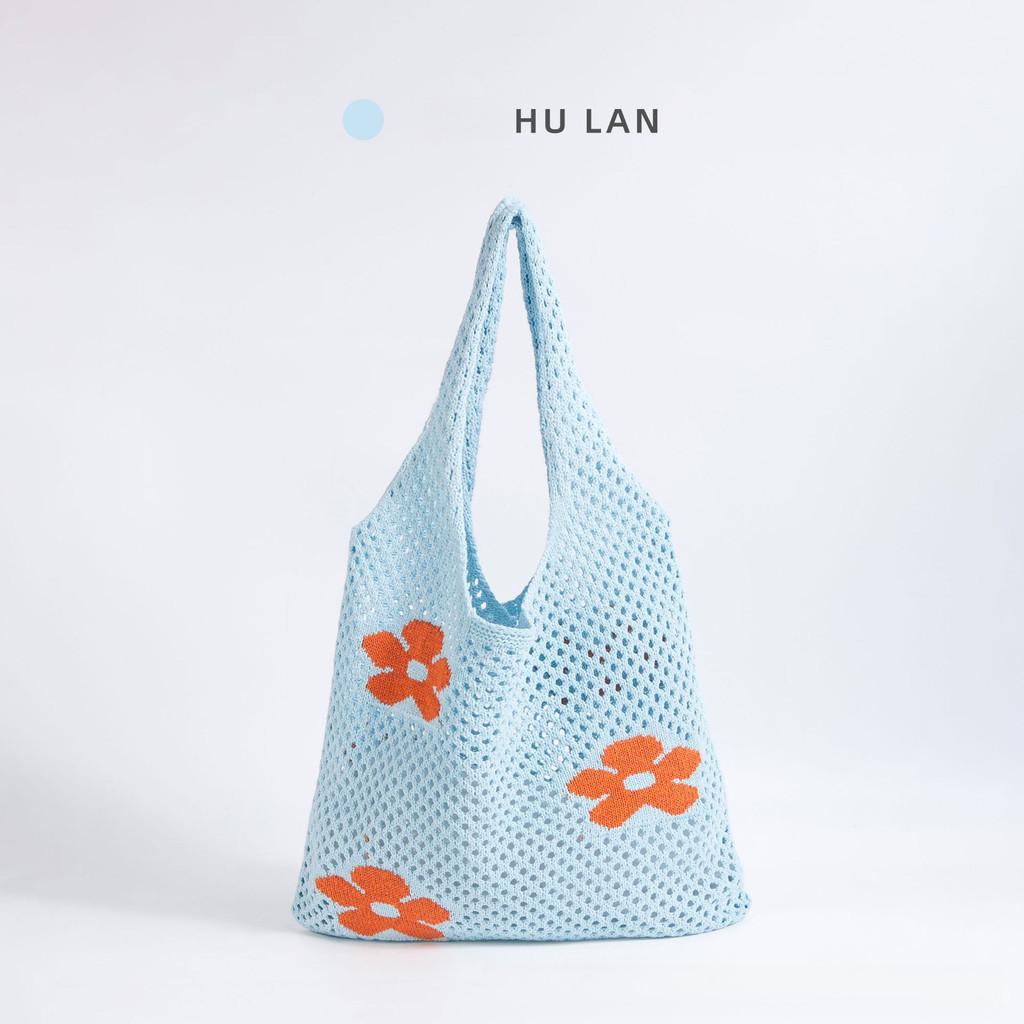 New Japanese And Korean Tote Bag Flower Bag Knitted Bags Mesh Hollow Out Shoulder Bag