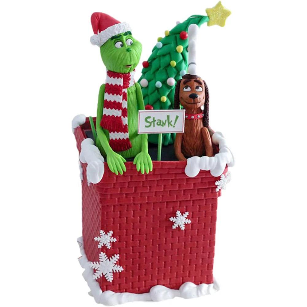 Рождественский кулон с зелеными волосами и кристаллами в виде монстра, мультяшное украшение на рождественскую елку