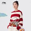 Li-Ning Полосатый свитер с длинными рукавами и рисунком кролика цвета интарсии, топы унисекс, красный AMBT009-1