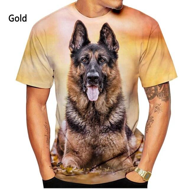 Men's Women's Summer Fashion German Shepherd 3D Printing T-shirt Casual Short-sleeved Dog Shirt Tops
