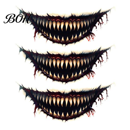 Temporary FX Makeup for Halloween 3Pcs Realistic Scary Mouth Tattoos Zombie Vampire Clown Party, Waterproof Horror Decals Adults, Stickers Cosplay