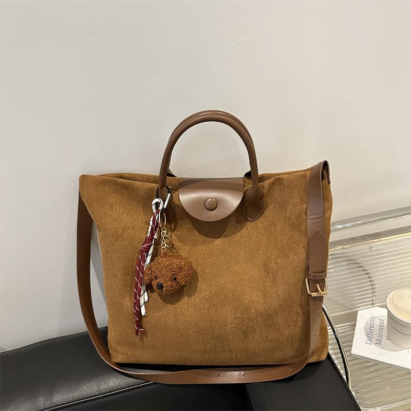 Матовая большая вместимость осенняя однотонная повседневная ретро-сумка-тоут сумка через плечо для поездок на работу