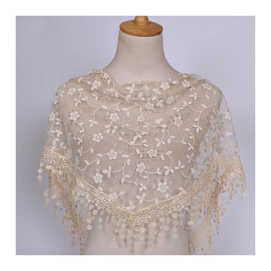 Stylish Flower Pattern Decorative Solid Color Summer Women Lace Elegant Shawl Daily Wear Scarf