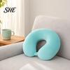 Removable Velvet Pillow Cover Memory Foam Travel Neck Pillow, U Shaped Headrest for Airplane Comfortable Cushion Car, Soft Support Office Nap,