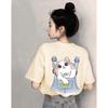 Loose casual daily versatile cartoon pattern shoulder strap with cat print short sleeved T-shirt