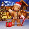 7.8FT LED Inflatable Yard Decoration Gingerbread Man Candy Cane Gift Xmas Home Decor Ornaments Supplie Gift Toy Christma Holiday