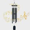 Black 6-Tube Rotating Wind Chime - 22" Solid Wood Outdoor Decorative Door Gift