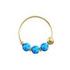 9K Yellow Gold 3 Pieces Opal Stones Hoop Nose Ring In Box - Quality Piercings